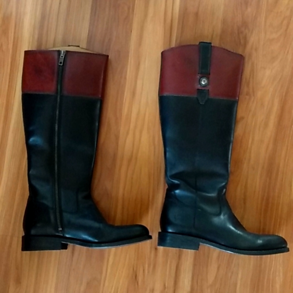 Frye Black and Brown Riding Style Boot